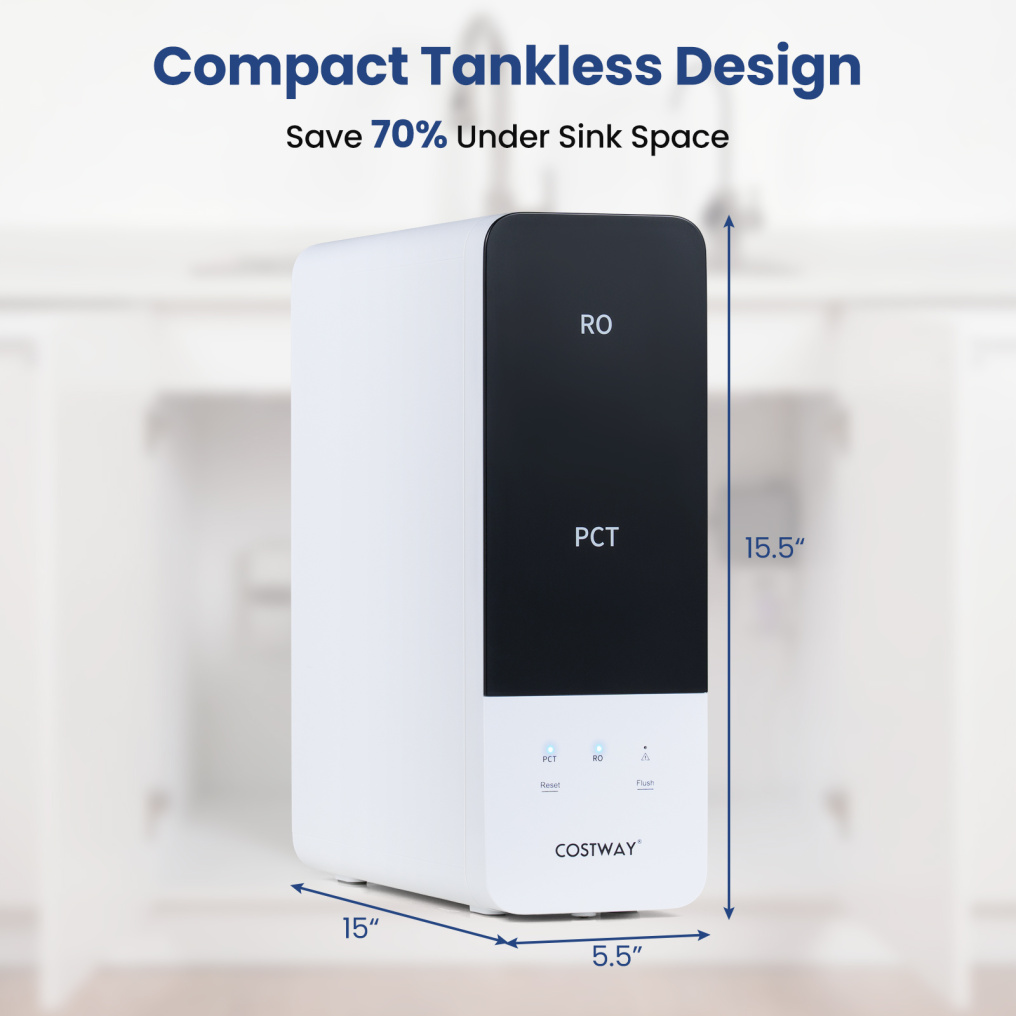 AW-RB05 Alkaline PH+ Reverse Osmosis Water Filter 600 GPD Tankless Under-Sink RO System-Black