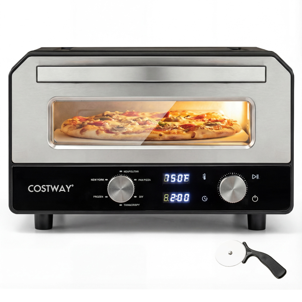 Indoor Electric Pizza Oven Countertop Pizza Oven for 12 Inch Pizzas-Black