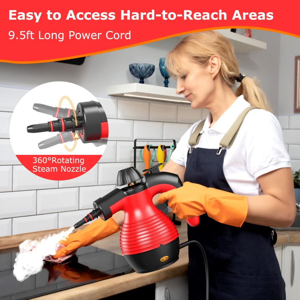 ARLIME Handheld Pressurized Steam Cleaner, Multi-Purpose Steamer, Steam Iron, 1050W, W/Attachments