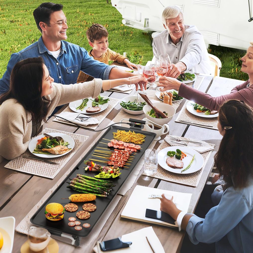 ARLIME 35" Large Electric Griddle, Nonstick Countertop BBQ Grill with Adjustable Temperature