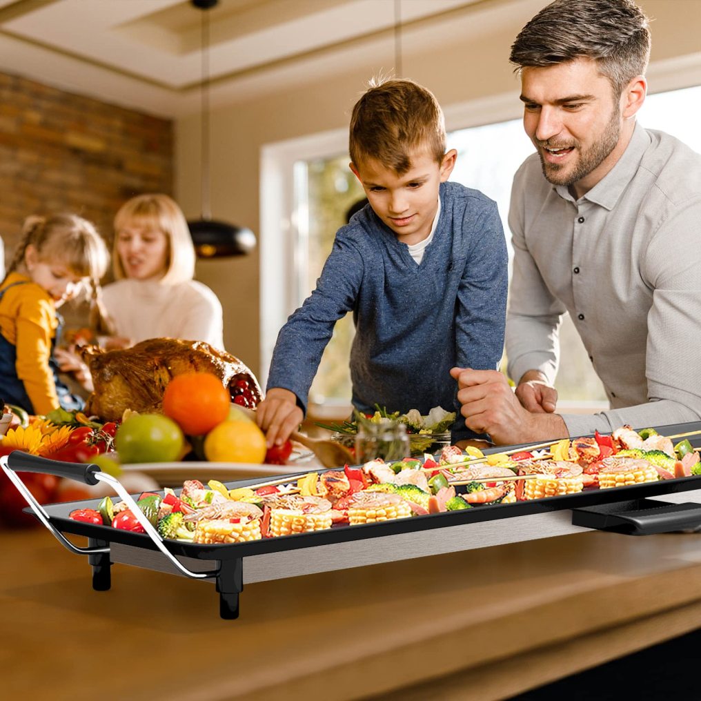 ARLIME Nonstick Large Electric Griddle, 35" Teppanyaki Grill BBQ with Adjustable Temperature & Drip Tray
