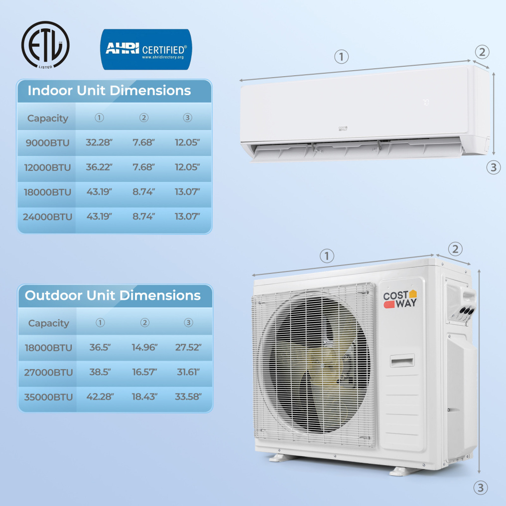 X-Pro 35000 BTU 4 Zone 22.5 SEER2 Mini Split AC with Heat Pump-9K + 9K + 9K + 9K