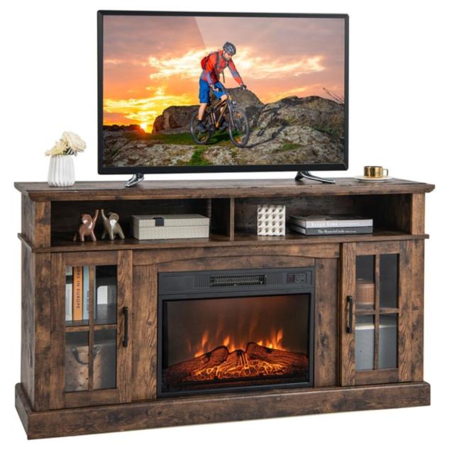 ARLIME Fireplace TV Stand for TVs Up to 65 Inch, 23 Inches Electric Fireplace with Remote Control