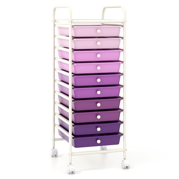 ARLIME 10-Drawer Storage Cart, 10 Drawer Trolley, Rolling Organizer Cart