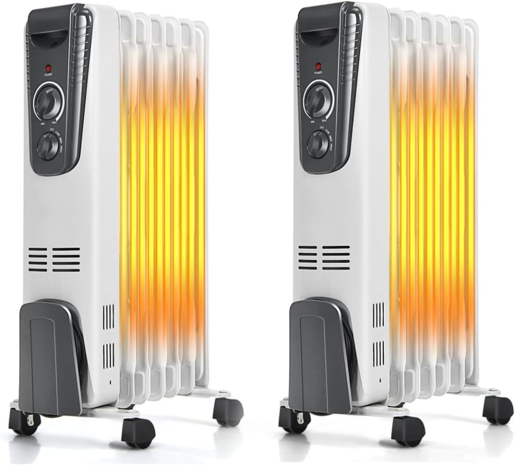 ARLIME Oil Filled Radiator Heater, 1500W Portable Space Heater with Adjustable Thermostat, 3 Heat Setting