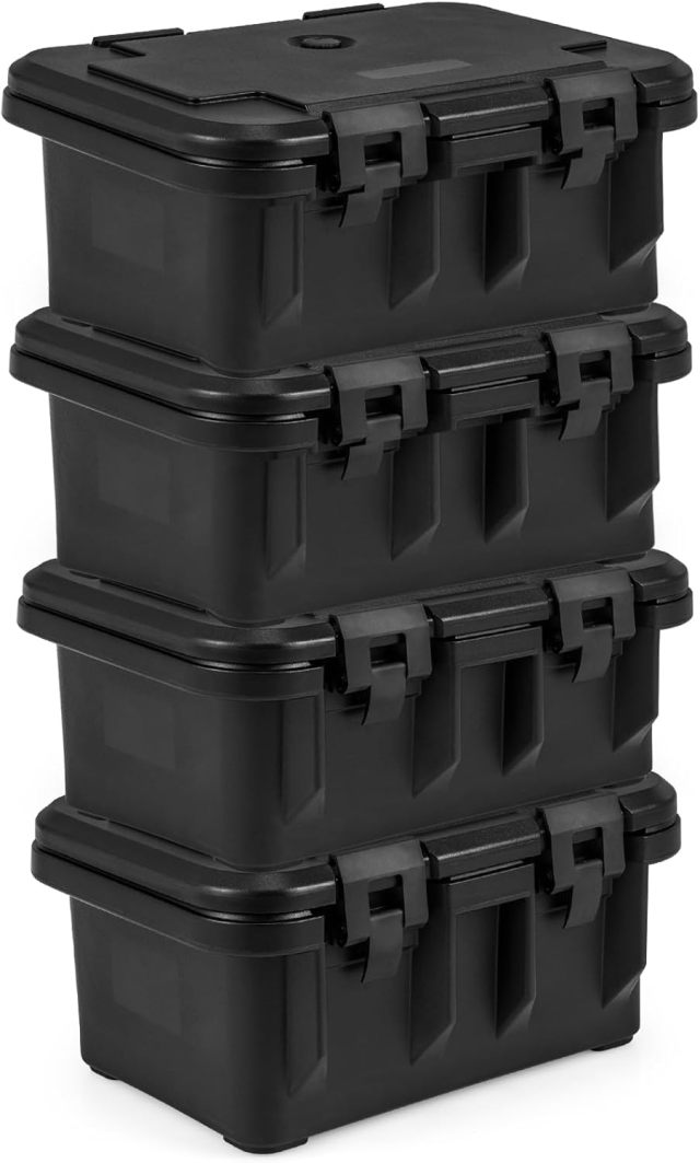 31 QT Insulated Food Pan Container with 3 Transparent One-Third Pans with Lids