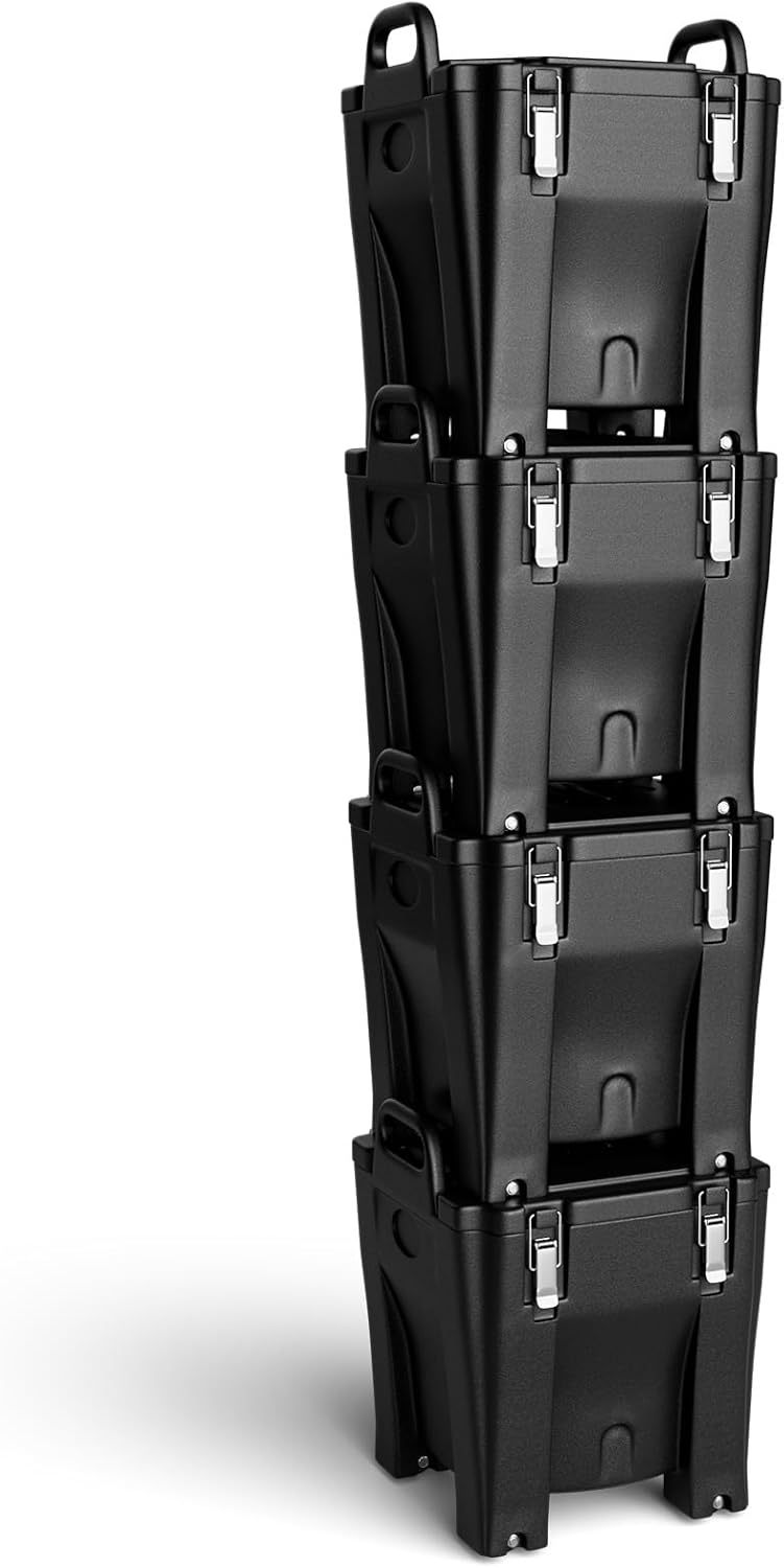 32 QT Portable Insulated Food Carrier with Stainless Steel Barrel for Catering Camping-Black