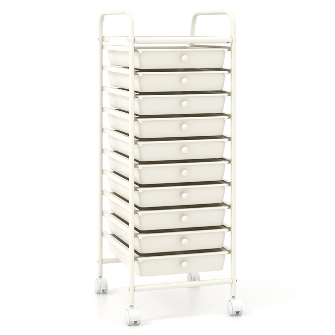 ARLIME 10-Drawer Storage Cart, 10 Drawer Trolley, Rolling Organizer Cart