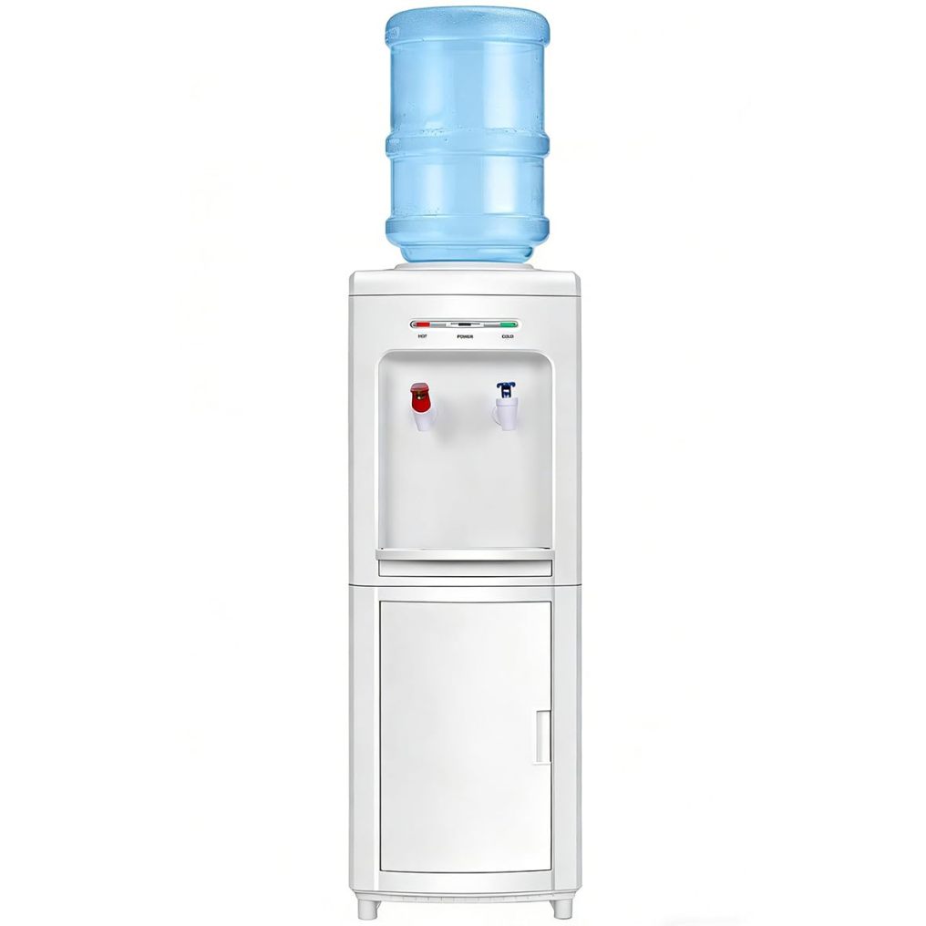 ARLIME Water Cooler Dispenser for 3-5 Gallon Bottle, Top Loading Hot and Cold Water Dispenser with Storage Cabinet, Child Lock
