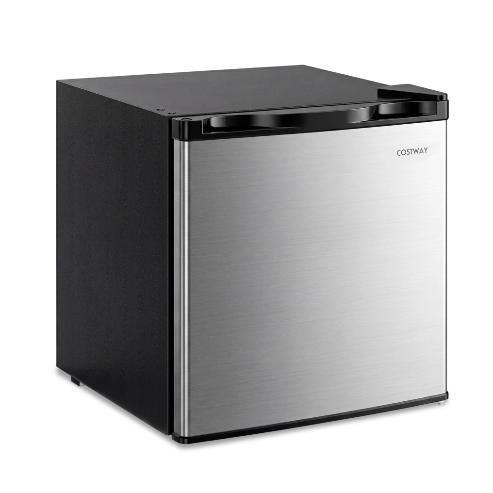 Compact Mini Fridge with 7-Level Adjustable Thermostat-Silver
