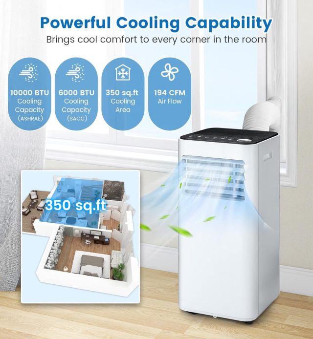 ARLIME 10000 BTU Portable Air Conditioner, with Fan & Dehumidifier Mode, Quiet AC Unit with Sleep Mode