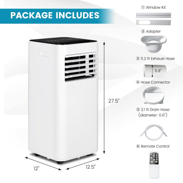 ARLIME 8000 BTU Portable Air Conditioner, 4-in-1 AC Unit with Cool, Fan, Dehumidifier & Sleep Mode for Rooms up to 250 Sq.Ft