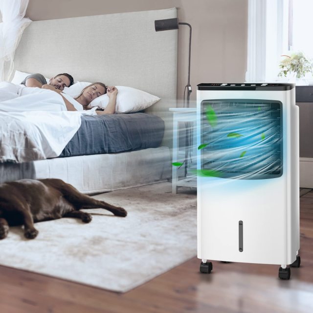 ARLIME 3-IN-1 Evaporative Air Cooler with Remote Control, 3-Mode, 3-Speed and 7.5H Timer Function, Water Tank and Casters