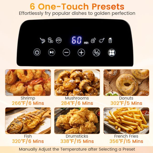 3.2-Qt Electric Deep Fryer with 1700W LED Touch Screen and Enamel Oil Tank