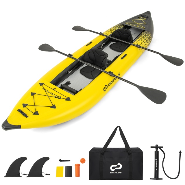 2-Person Inflatable Kayak with 2 Aluminium Paddles, EVA Padded Seats, 507LB Capacity, Carry Bag & Repair Kit, Portable Touring Kayak for Adults
