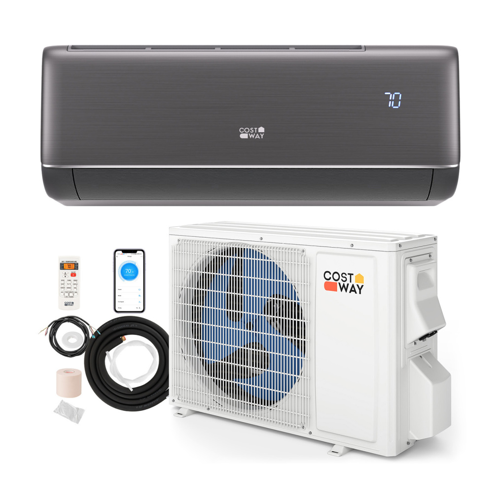 GreyVolt Series 12000 BTU 22 SEER2 115V WiFi Enabled Mini Split AC Compatible with Alexa Gray