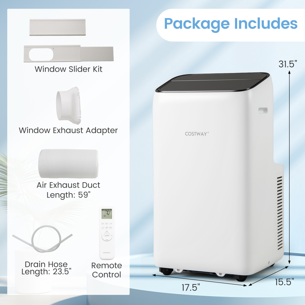 14000 BTU Inverter Portable Air Conditioner 3 in 1 Wifi Enabled AC Unit-White