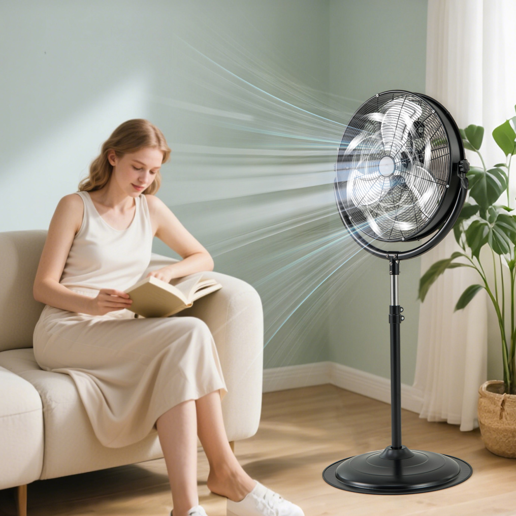 20 Inches High Velocity Pedestal Fan with 3 Speeds and Adjustable Height-Black