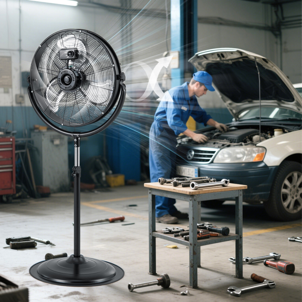 20 Inches High Velocity Pedestal Fan with 3 Speeds and Adjustable Height-Black