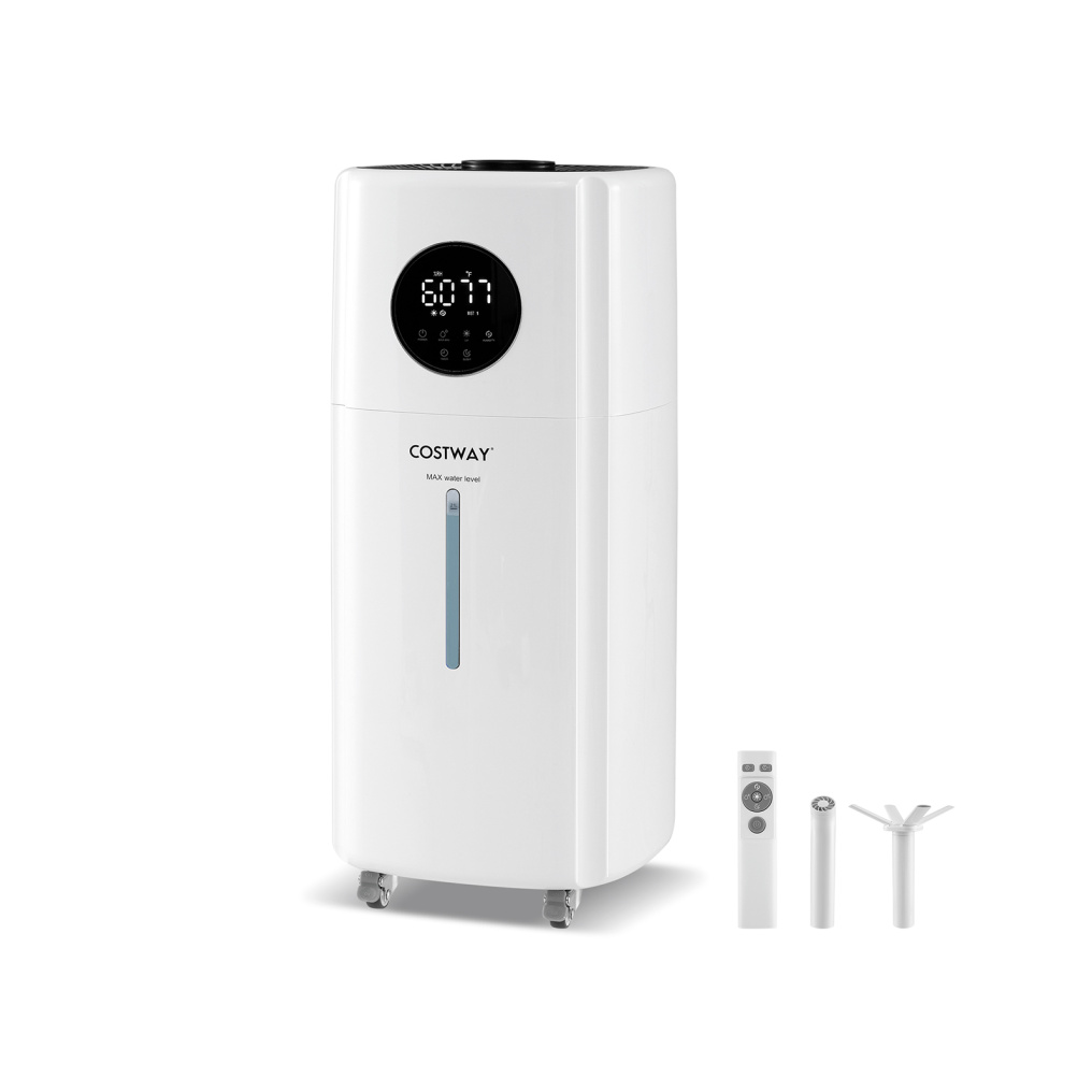 5.5Gal Humidifier with 360° Nozzles and Wheels for Large Room-White