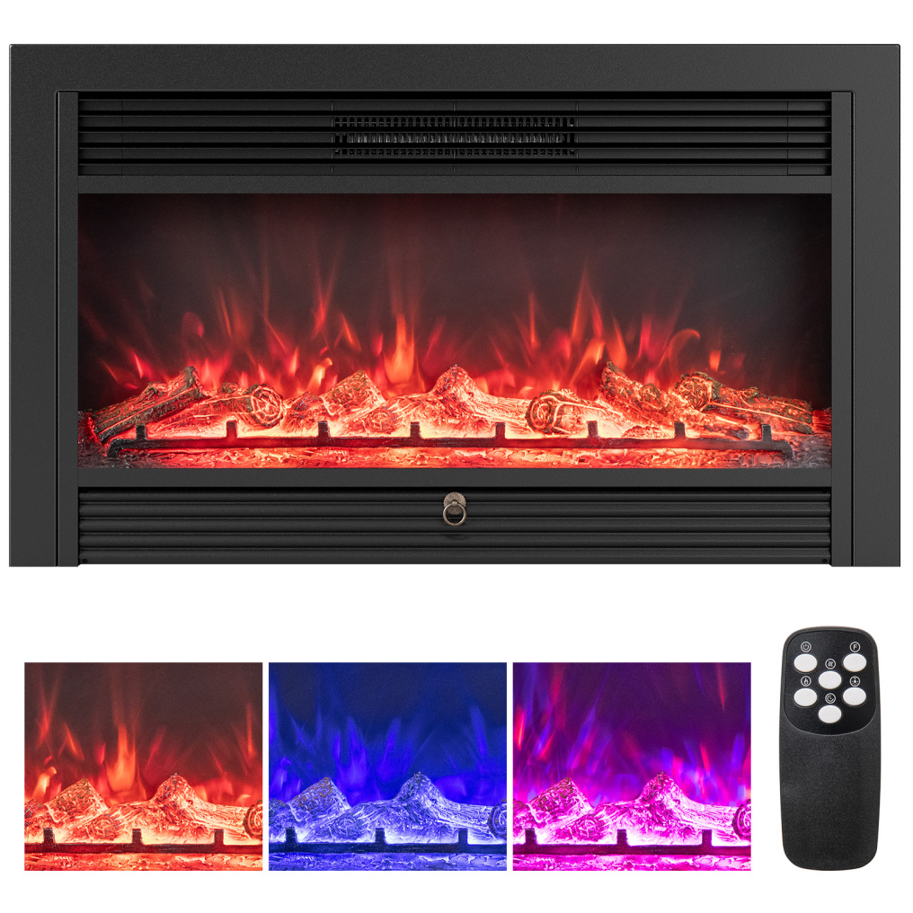 33/36-Inch Electric Fireplace Insert 750W/1500W Recessed Fireplace Heater-750W