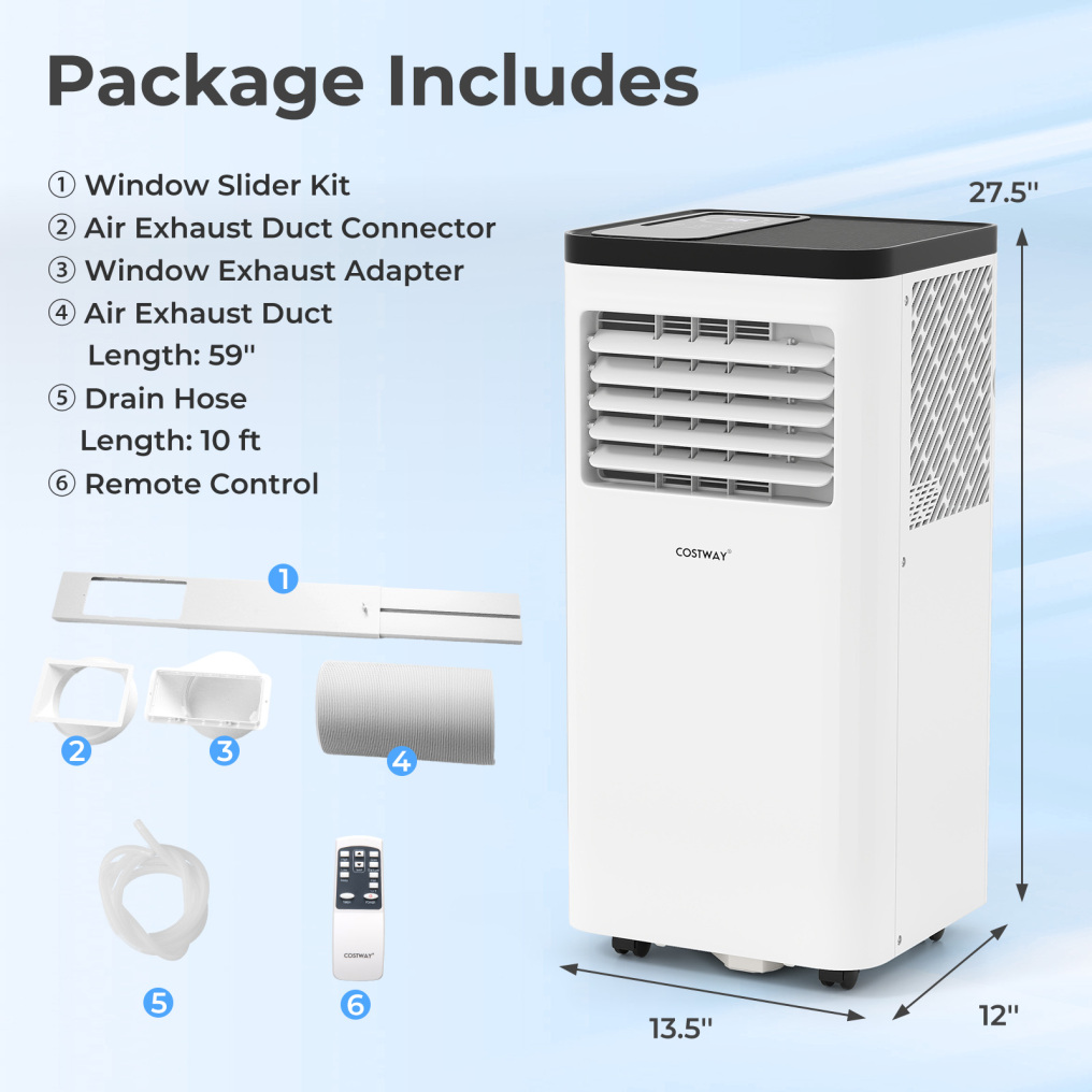 8000 BTU Portable Air Conditioner 3 in 1 Floor AC Unit Fan and Dehumidifier for Room
