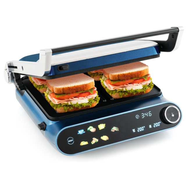1200W Panini Press Grill with LED Display and 7 Grilling Modes
