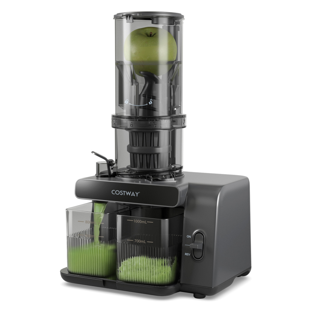 Cold Press Juicer with 5.3 Inches Feed Chute, High Juice Yield and Reverse Function