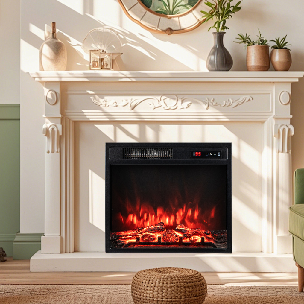18 Inch 750W/1500W Electric Fireplace Insert with Remote Control and Adjustable Flame Colors