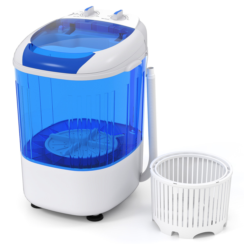 Portable Mini Semi-automatic Washing Machine with Spin Tub and Drain Hose 2.5 kg Capacity-Blue