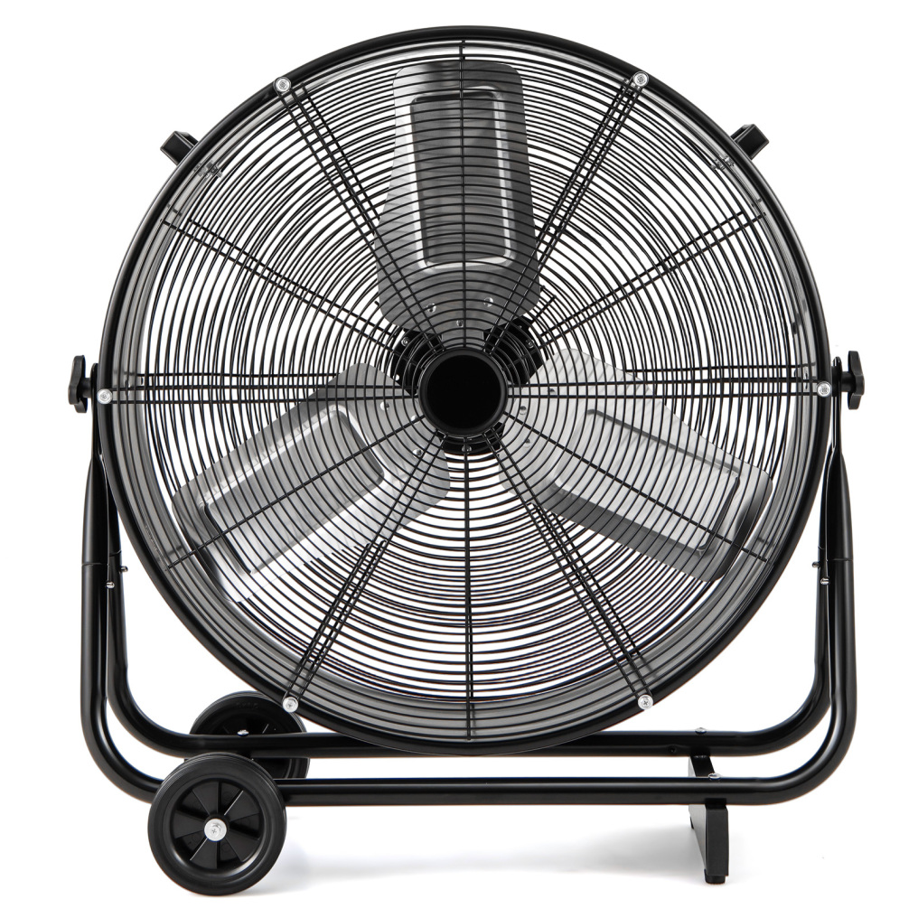 Industrial Drum Fan with 2 Wheels and 360-Degree Adjustable Tilt-Black