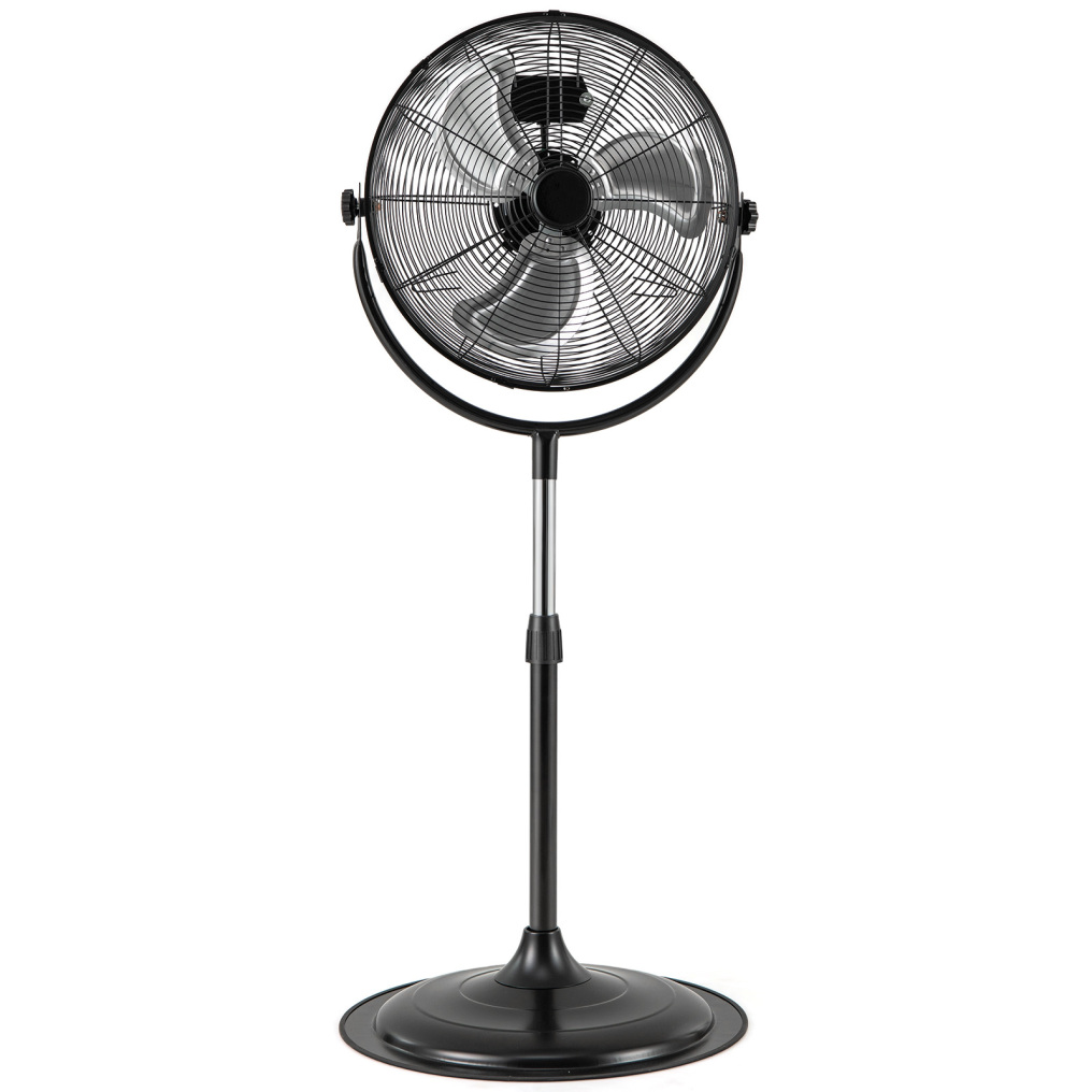 18 Inches High Velocity Pedestal Fan with 3 Speeds and Adjustable Height-Black